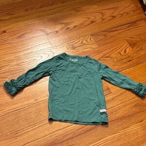 Ruffle Butts Teal Long Sleeve Shirt with Ruffled Cuffs